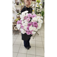 Букет из 15 Хризантем кустовых белых и желтых